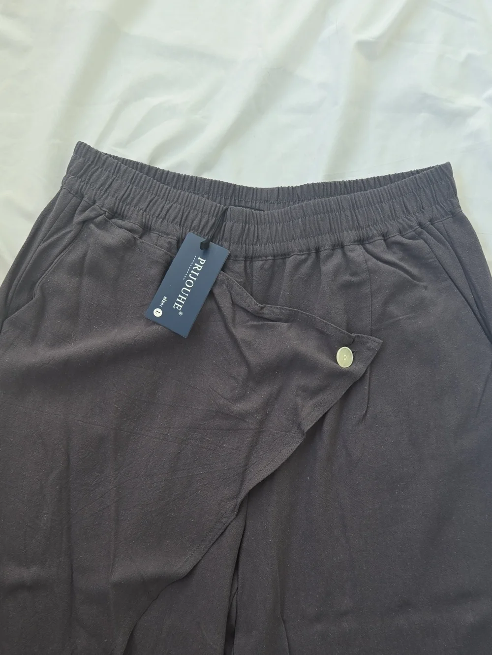 Mens Japanese Lightweight Dark Grey Elastic Waist Street Style Baggy Harem Pants